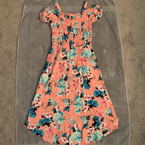 Pink and Blue Floral High Low Romper - Picture 2 of 5